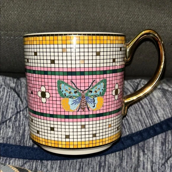 Anthropologie Pink and Gold Butterfly Mug - Picture 8 of 13